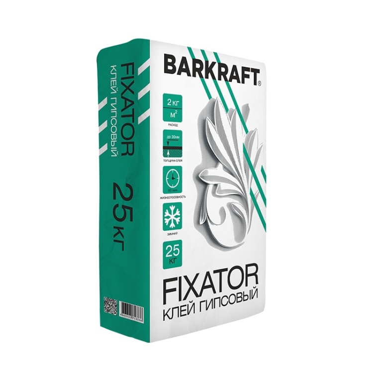 Клей гипсовый BARKRAFT FIXATOR зимний, 25кг